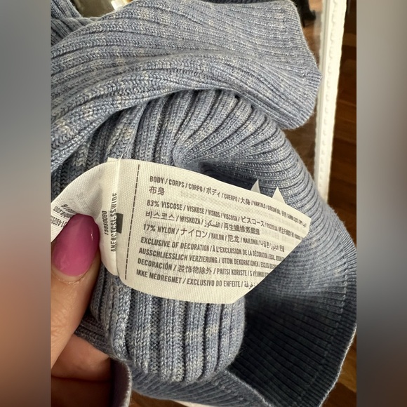 NWT* Abercrombie & Fitch Elevated Knit Halter Mini Dress - Blue Pattern - Picture 7 of 8